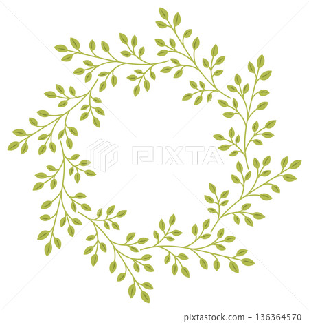Spring Floral Wreath Set with Botanical Flower Frame and Decorative Circular Illustration 136364570