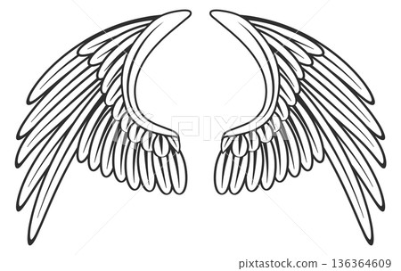 Elegant feather wings logo. Retro heaven symbol Elegant feather wings logo. Retro heaven symbol 136364609
