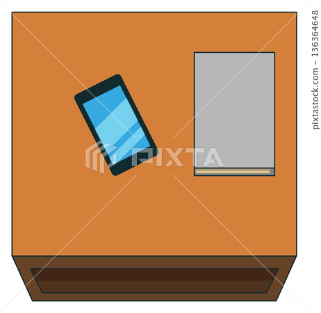 Nightstand top view. Bedside table. Bedroom furniture Nightstand top view. Bedside table. Bedroom furniture 136364648