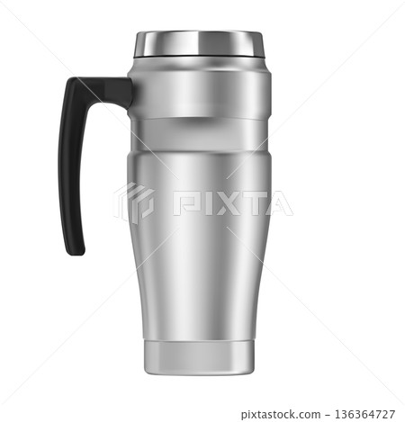 Portable insulated mug with handle, stainless steel 136364727