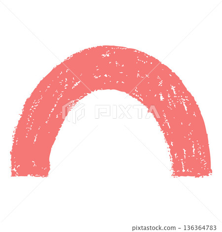 Pink crayon sketch geometric round vector shape, half of ring, abstract kids scribble arch figure chalk pencil texture 136364783