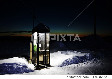 Telephone booth before dawn 136364849