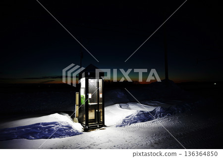Telephone booth before dawn 136364850
