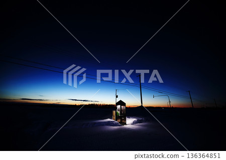 Telephone booth before dawn 136364851