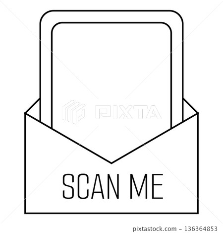Scan Me QR code placeholder frame envelope shape, vector viewfinder sticker template mobile scanner, payment, identity 136364853