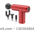 Red massage gun with various massage heads 136364864