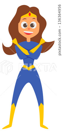 Female superhero character. Cartoon woman in party costume Female superhero character. Cartoon woman in party costume 136364956