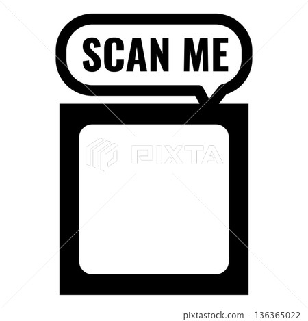 Black frame with Scan me speech bubble, viewfinder frame with space for QR code, vector sticker template mobile scanner 136365022