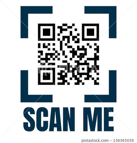 Scan Me placeholder aquamarine square frame with QR code, vector sticker template mobile scanner, payment and identity Scan Me placeholder aquamarine square frame with QR code, vector sticker template mobile scanner, payment and identity 136365038