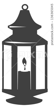 Candle lantern black icon. Cozy christmas light 136365045