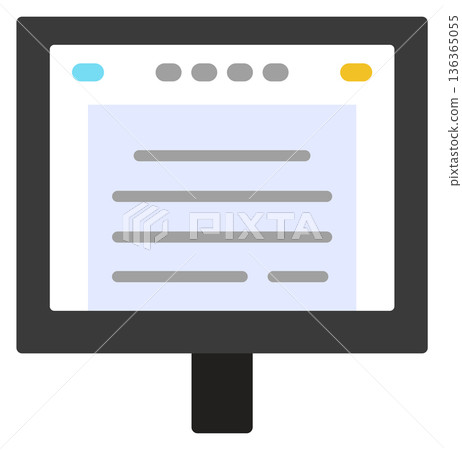 Electronic document on computer screen. Digital paperwork icon Electronic document on computer screen. Digital paperwork icon 136365055