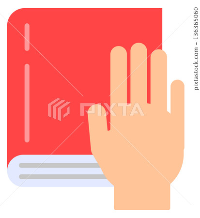 Pledge color icon. Holy book hand oath 136365060