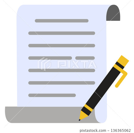 Agreement signing color icon. Document paper and pen 136365062