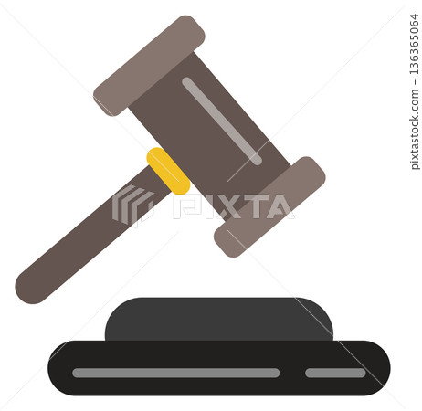Judge hammer color icon. Court gavel symbol Judge hammer color icon. Court gavel symbol 136365064