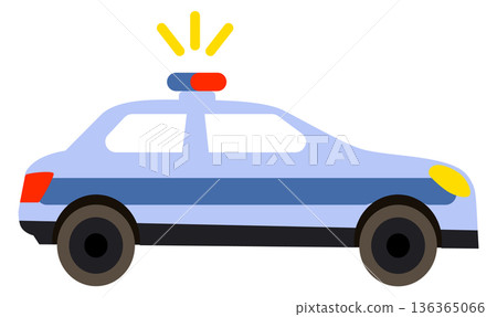 Patrol car. Police auto with siren light color icon Patrol car. Police auto with siren light color icon 136365066