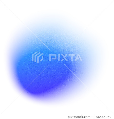 Blue circle blurred gradient noise gradation, abstract watercolor gritty blob round shape, grainy vector design element 136365069