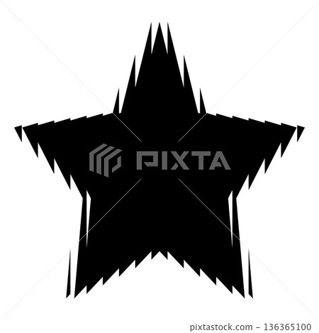 Black star shape with ribbed glass effect, fluted sparkle five-pointed star, ripple blur festive vector design element Black star shape with ribbed glass effect, fluted sparkle five-pointed star, ripple blur festive vector design element 136365100