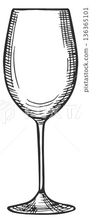 Wine glass engraving. Empty drink menu symbol Wine glass engraving. Empty drink menu symbol 136365101