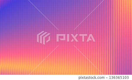 Ribbed glass with 3D texture effect, abstract soft colorful gradient fluted panel vector background, striped ripple blur 136365103