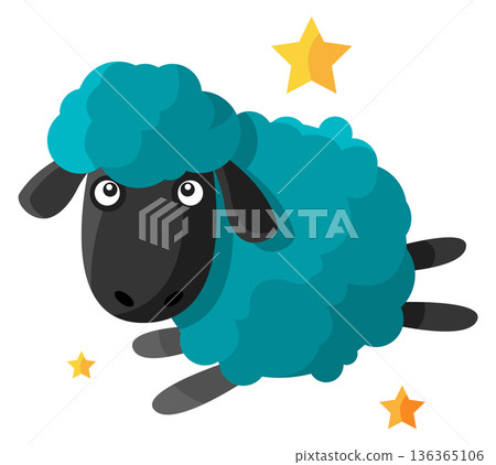 Flying sheep character. Dream mascot cartoon icon 136365106