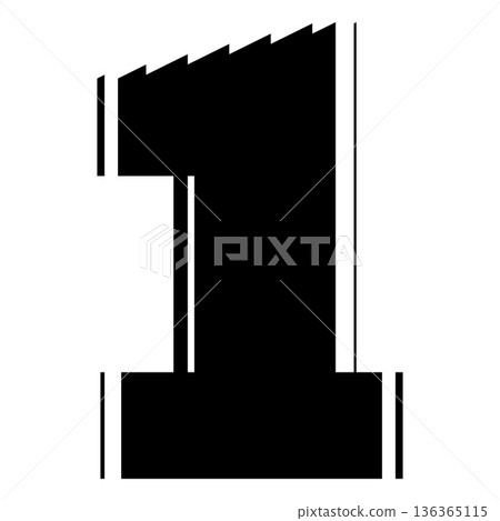 Black number one with ribbed glass effect, vector fluted odd numeric symbol 1 with striped reflections ripple blur Black number one with ribbed glass effect, vector fluted odd numeric symbol 1 with striped reflections ripple blur 136365115