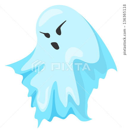 Ghost cartoon icon. Evil spirit. Angry horror character Ghost cartoon icon. Evil spirit. Angry horror character 136365118