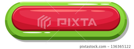 Red button template. Cartoon game glossy element Red button template. Cartoon game glossy element 136365122