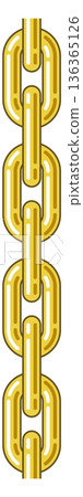 Metal chain with golden links connection. Vertical border 136365126