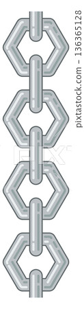 Steel chain border. Seamless metal decorative element 136365128