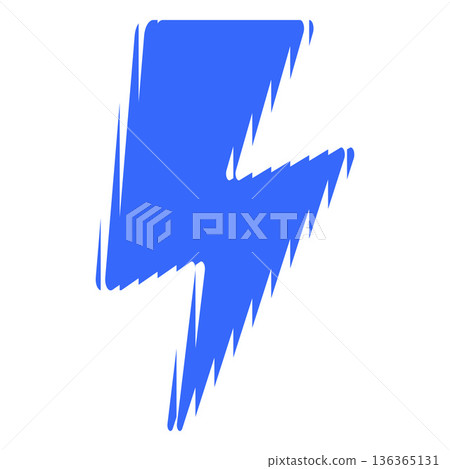 Blue flash lightning shape with ribbed glass effect, vector ripple blur thunderbolt fluted electricity high voltage sign 136365131