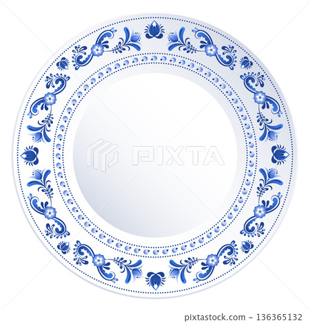 Vintage plate. Dinner dish empty top mockup Vintage plate. Dinner dish empty top mockup 136365132