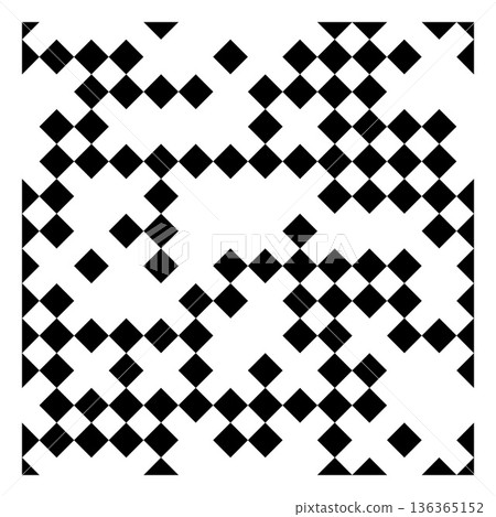 Checkered seamless pattern, black and white abstract background, rhombus or square irregular grid, mosaic vector design Checkered seamless pattern, black and white abstract background, rhombus or square irregular grid, mosaic vector design 136365152