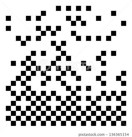 Mosaic checkerboard, seamless background with randomly arranged black squares. 136365154