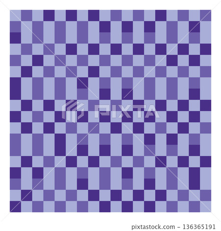 Checkered seamless pattern, abstract distorted square blue monochrome background, irregular geometric vector design 136365191