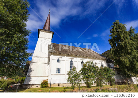 Solvorn wooden church in Norway 136365210