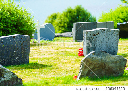 Churchyard in Nes village at fjord, Norway Churchyard in Nes village at fjord, Norway 136365223