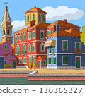 Colorful Vector Illustration of Burano Island, Italy 136365327
