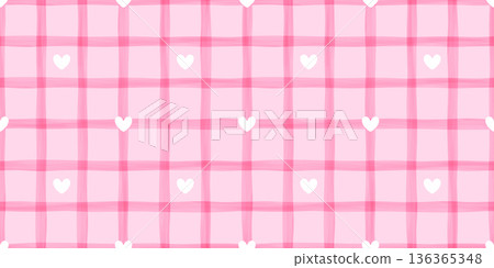 Stripe watercolor wave with pattern baby stripes and line valentines seamless. Tablecloth pink cloth with white gingham heart and plaid checker cute. Background print stripe with vertical. 136365348