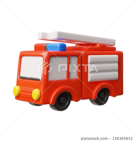 3D Fire truck with ladder and flashing light, vector 911 transport red vehicle, emergency department rescue service 3D Fire truck with ladder and flashing light, vector 911 transport red vehicle, emergency department rescue service 136365652