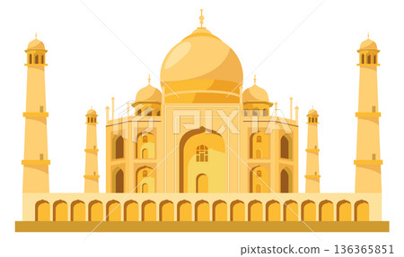 Taj mahal icon. Famous indian cartoon palace Taj mahal icon. Famous indian cartoon palace 136365851