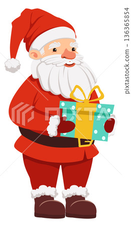 Christmas present in santa hands. Happy xmas character 136365854