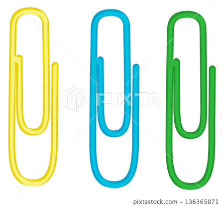 Color paper clips. Office stationery cartoon icon Color paper clips. Office stationery cartoon icon 136365871