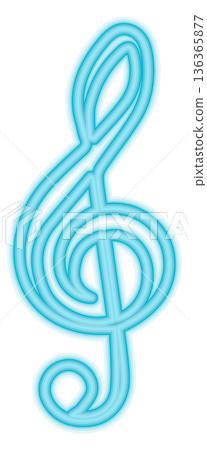 Treble clef neon sign. Music blue glowing symbol Treble clef neon sign. Music blue glowing symbol 136365877