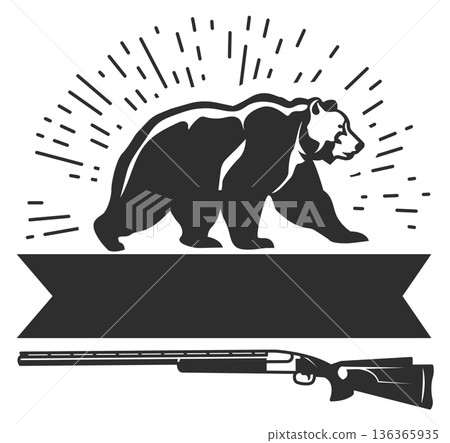 Bear hunting club black label. Hunt logo Bear hunting club black label. Hunt logo 136365935
