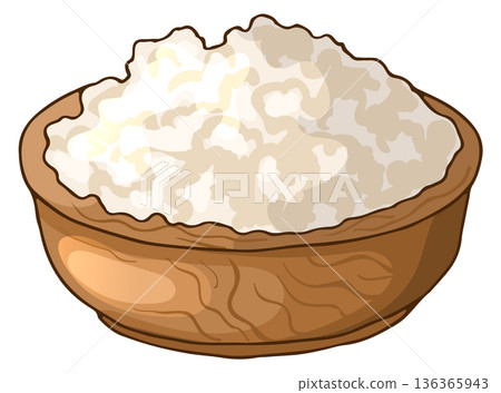 Rice bowl color icon. Boiled grain dish 136365943