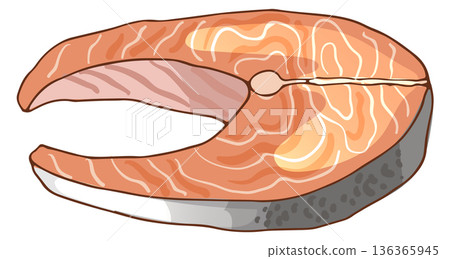 Fish steak color icon. Seafood fillet drawing 136365945