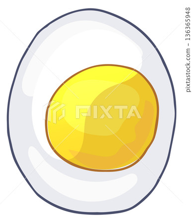 Boiled egg. Cartoon protein healthy food icon 136365948
