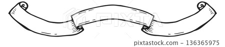Engraved ribbon banner. Decorative title vintage drawing 136365975