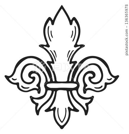 Classic french flower in vintage heraldic decorative style 136365978
