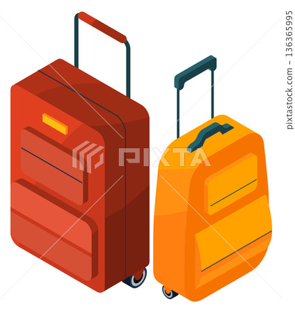 Suitcases cartoon icon. Isometric luggage. Travel bags 136365995